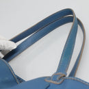 Salvatore Ferragamo Gancini Shoulder Bag Leather Blue Silver Auth bs25145-8
