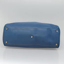 Salvatore Ferragamo Gancini Shoulder Bag Leather Blue Silver Auth bs25145-5