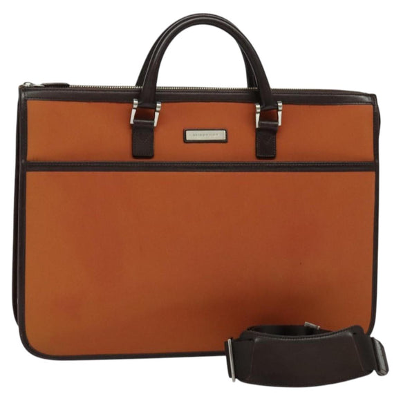 BURBERRY Hand Bag Nylon 2way Brown Silver Auth bs25146