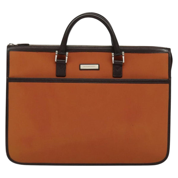 BURBERRY Hand Bag Nylon 2way Brown Silver Auth bs25146