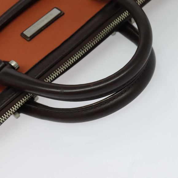 BURBERRY Hand Bag Nylon 2way Brown Silver Auth bs25146