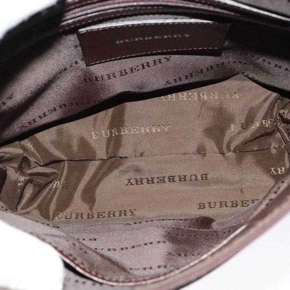 BURBERRY Shoulder Bag Canvas Brown Silver Auth bs25147