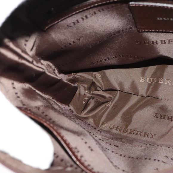 BURBERRY Shoulder Bag Canvas Brown Silver Auth bs25147