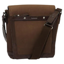 BURBERRY Shoulder Bag Canvas Brown Silver Auth bs25147-1