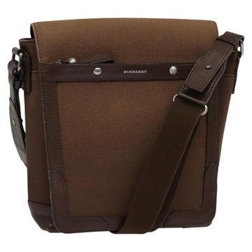 BURBERRY Shoulder Bag Canvas Brown Silver Auth bs25147