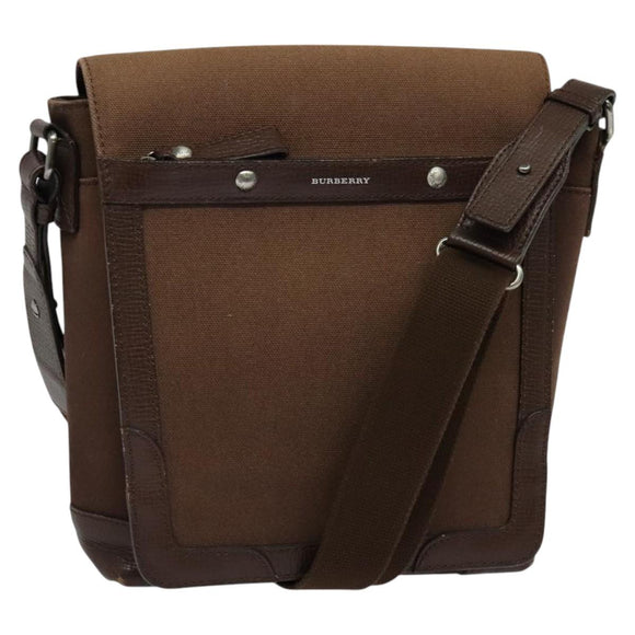 BURBERRY Shoulder Bag Canvas Brown Silver Auth bs25147