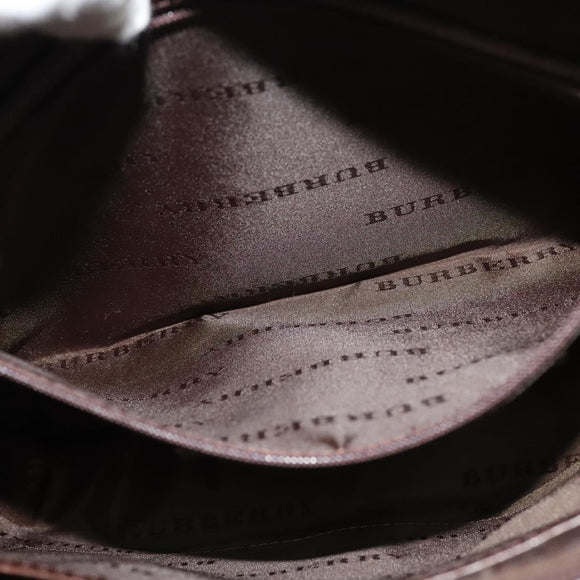 BURBERRY Shoulder Bag Canvas Brown Silver Auth bs25147