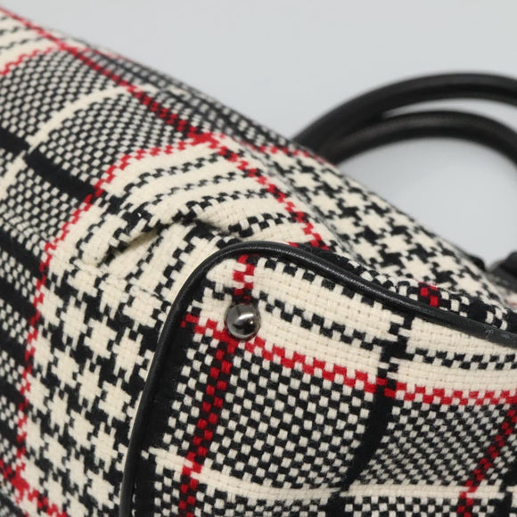 BURBERRY Nova Check Blue Label Hand Bag Wool Black Auth bs25149