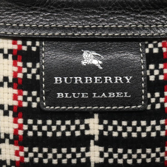 BURBERRY Nova Check Blue Label Hand Bag Wool Black Auth bs25149