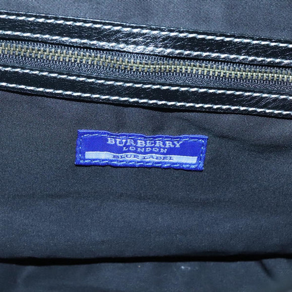 BURBERRY Nova Check Blue Label Hand Bag Wool Black Auth bs25149