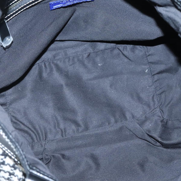 BURBERRY Nova Check Blue Label Hand Bag Wool Black Auth bs25149