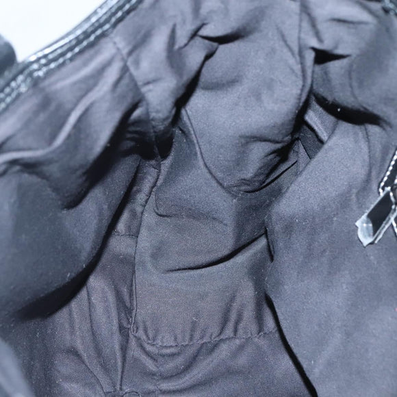 BURBERRY Nova Check Blue Label Hand Bag Wool Black Auth bs25149