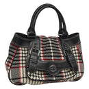 BURBERRY Nova Check Blue Label Hand Bag Wool Black Auth bs25149-1