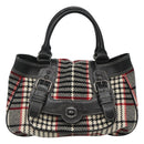 BURBERRY Nova Check Blue Label Hand Bag Wool Black Auth bs25149-13