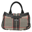 BURBERRY Nova Check Blue Label Hand Bag Wool Black Auth bs25149-2