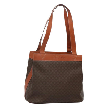 CELINE Macadam Canvas Shoulder Bag PVC Leather Brown Gold Auth bs25160