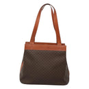 CELINE Macadam Canvas Shoulder Bag PVC Leather Brown Gold Auth bs25160-13