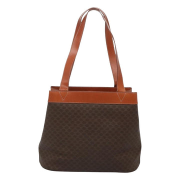 CELINE Macadam Canvas Shoulder Bag PVC Leather Brown Gold Auth bs25160 - 0