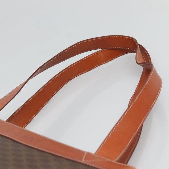 CELINE Macadam Canvas Shoulder Bag PVC Leather Brown Gold Auth bs25160