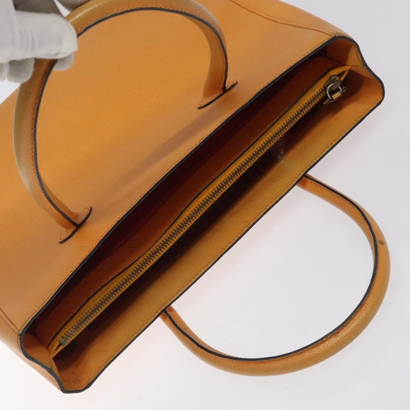 CELINE Hand Bag Leather Orange Auth bs25161
