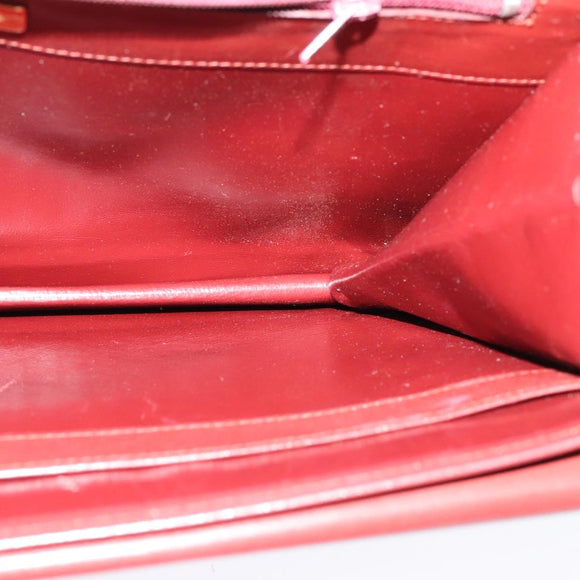 CARTIER Must Line Shoulder Bag Leather Bordeaux Gold Auth bs25166