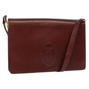 CARTIER Must Line Shoulder Bag Leather Bordeaux Gold Auth bs25166-1