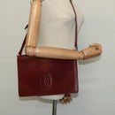 CARTIER Must Line Shoulder Bag Leather Bordeaux Gold Auth bs25166-21