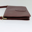 CARTIER Must Line Shoulder Bag Leather Bordeaux Gold Auth bs25166-3