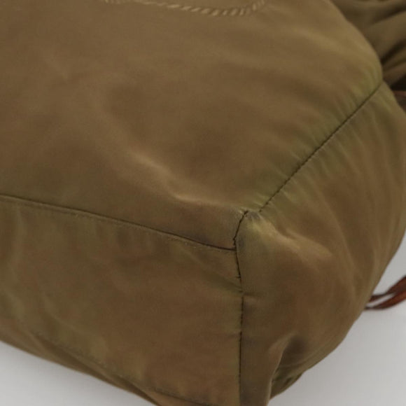 PRADA Shoulder Bag Nylon Khaki Gold Auth bs25176