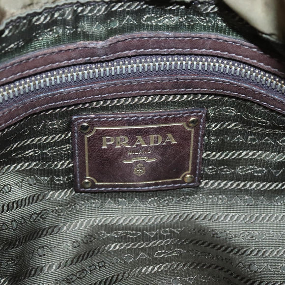 PRADA Shoulder Bag Nylon Khaki Gold Auth bs25176