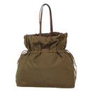 PRADA Shoulder Bag Nylon Khaki Gold Auth bs25176-2