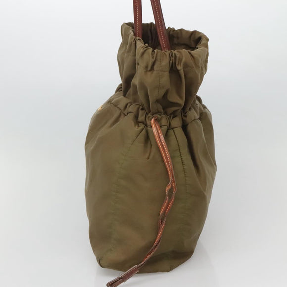 PRADA Shoulder Bag Nylon Khaki Gold Auth bs25176