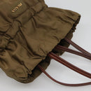 PRADA Shoulder Bag Nylon Khaki Gold Auth bs25176-6