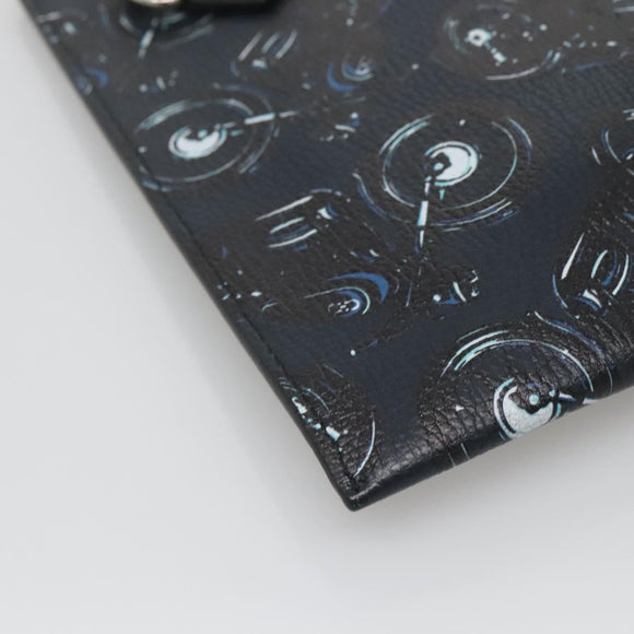 Salvatore Ferragamo Clutch Bag Leather Black Silver Auth bs25187