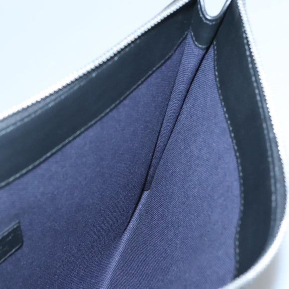 Salvatore Ferragamo Clutch Bag Leather Black Silver Auth bs25187