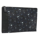 Salvatore Ferragamo Clutch Bag Leather Black Silver Auth bs25187-1