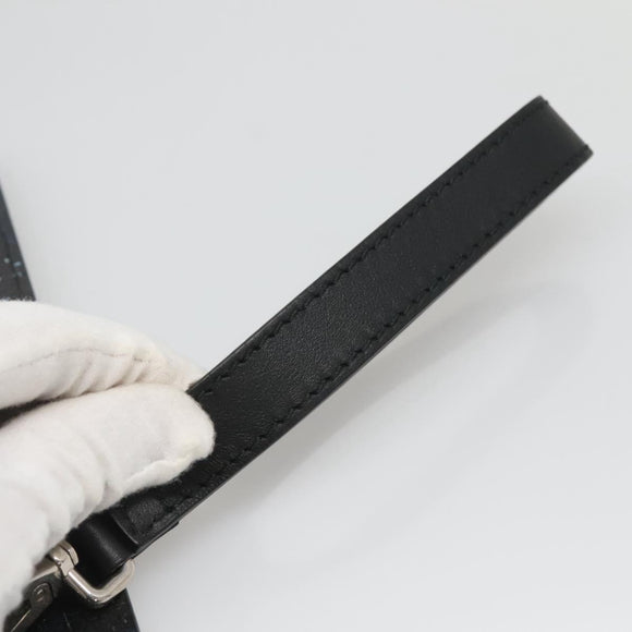 Salvatore Ferragamo Clutch Bag Leather Black Silver Auth bs25187