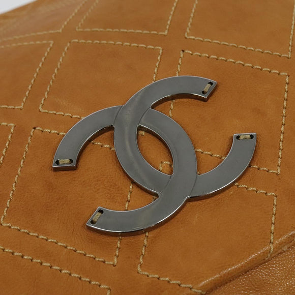 CHANEL Chain Shoulder Bag Leather Brown Silver CC Auth bs25207