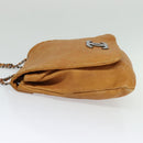 CHANEL Chain Shoulder Bag Leather Brown Silver CC Auth bs25207-3