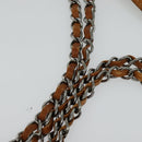CHANEL Chain Shoulder Bag Leather Brown Silver CC Auth bs25207-9