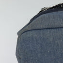 CHANEL Chain Hand Bag Canvas Blue Silver CC Auth bs25208-17