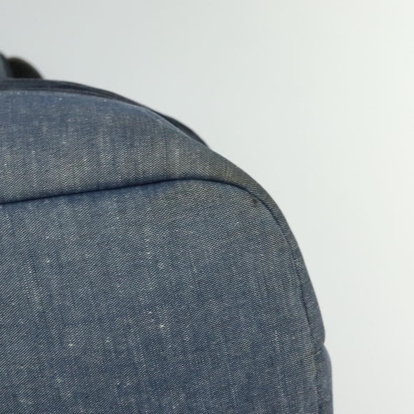 CHANEL Chain Hand Bag Canvas Blue Silver CC Auth bs25208