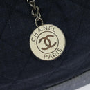 CHANEL Chain Hand Bag Canvas Blue Silver CC Auth bs25208-18