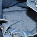 CHANEL Chain Hand Bag Canvas Blue Silver CC Auth bs25208-11