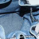 CHANEL Chain Hand Bag Canvas Blue Silver CC Auth bs25208-20