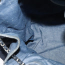 CHANEL Chain Hand Bag Canvas Blue Silver CC Auth bs25208-21