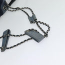 CHANEL Chain Hand Bag Canvas Blue Silver CC Auth bs25208-9