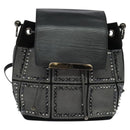 Christian Louboutin Backpack Leather Black Silver Auth bs25217-13