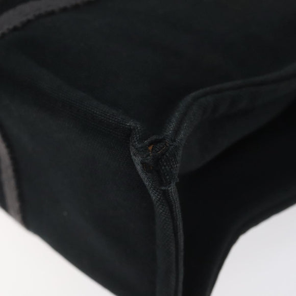 HERMES Fourre Tout PM Hand Bag Canvas Black Gray Silver Auth bs25218