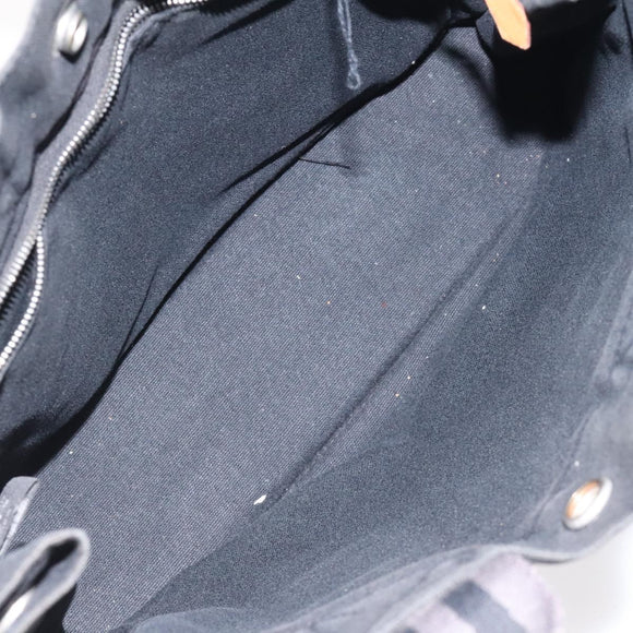 HERMES Fourre Tout PM Hand Bag Canvas Black Gray Silver Auth bs25218